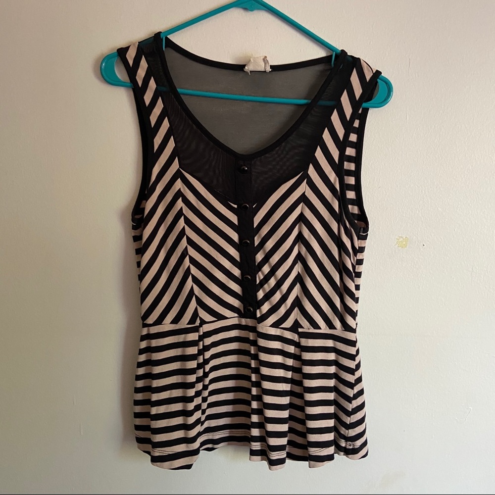 Black and cream stripe peplum